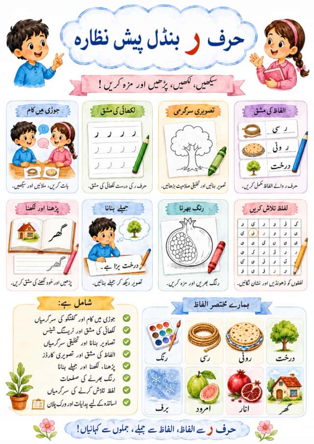 Urdu Letter ذ Phonics Worksheets Pack