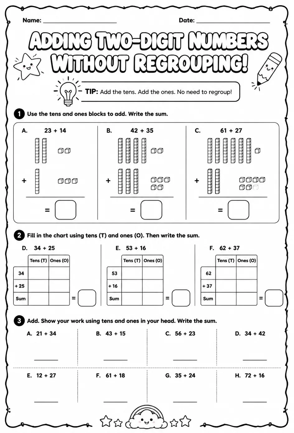 Use models to add two-digit numbers - without regrouping