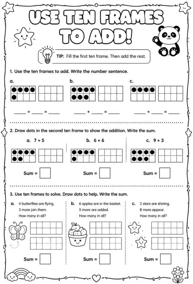 Use ten frames to add