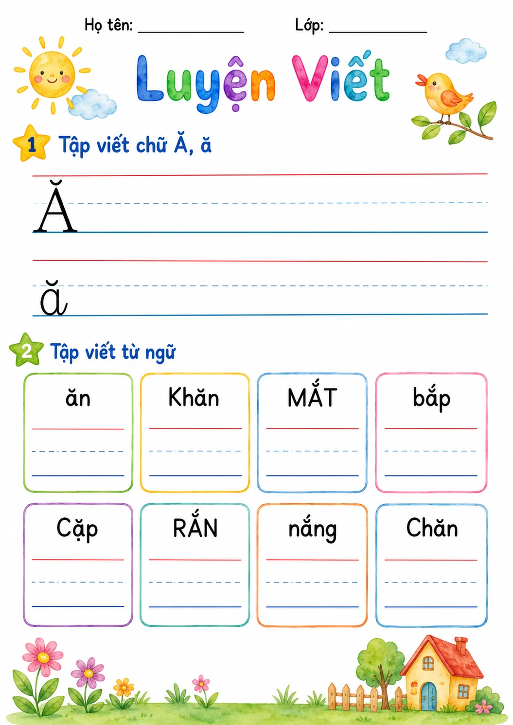 Vietnamese Letter A Breve Phonics Worksheets Pack page 5 printable worksheet preview
