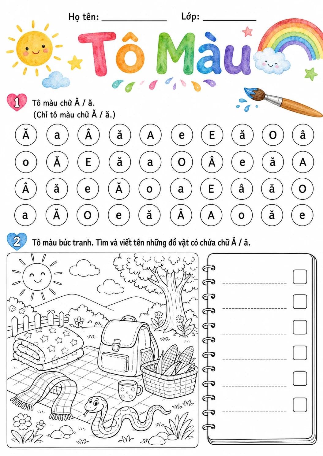 Vietnamese Letter A Breve Phonics Worksheets Pack page 10 printable worksheet preview