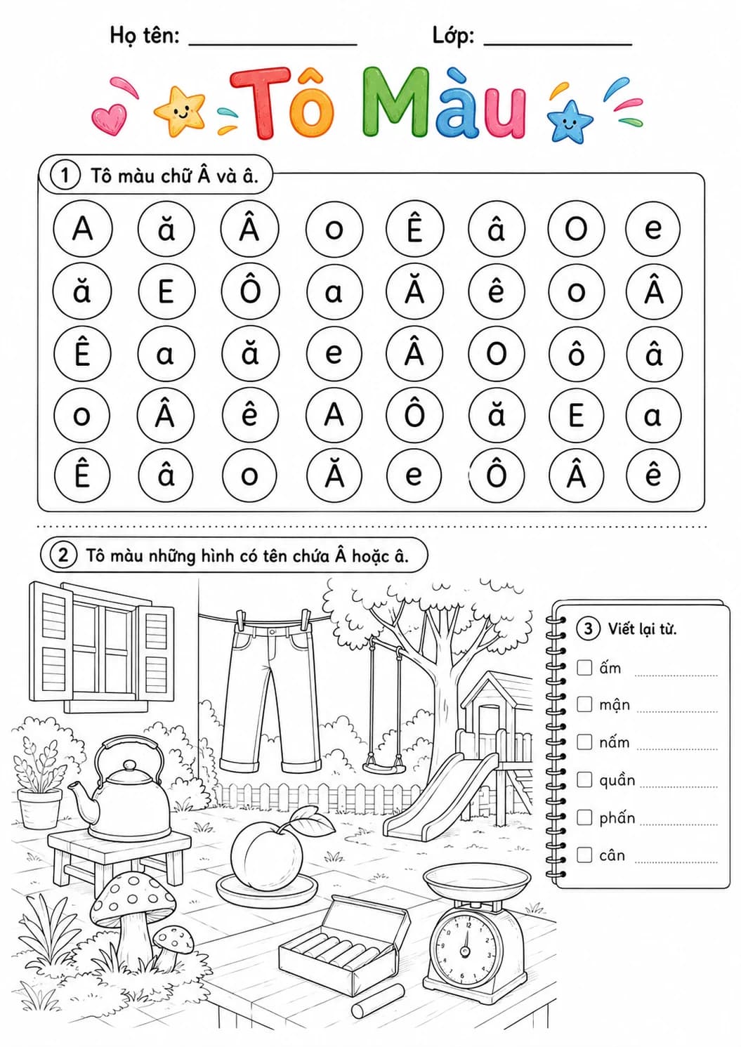 Vietnamese Letter A Circumflex Phonics Worksheets Pack page 3 printable worksheet preview