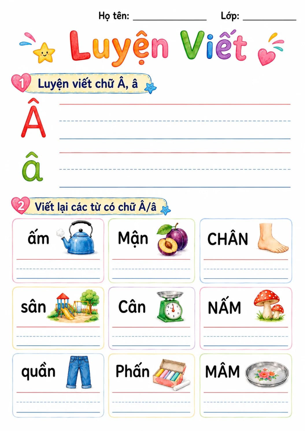 Vietnamese Letter A Circumflex Phonics Worksheets Pack page 10 printable worksheet preview