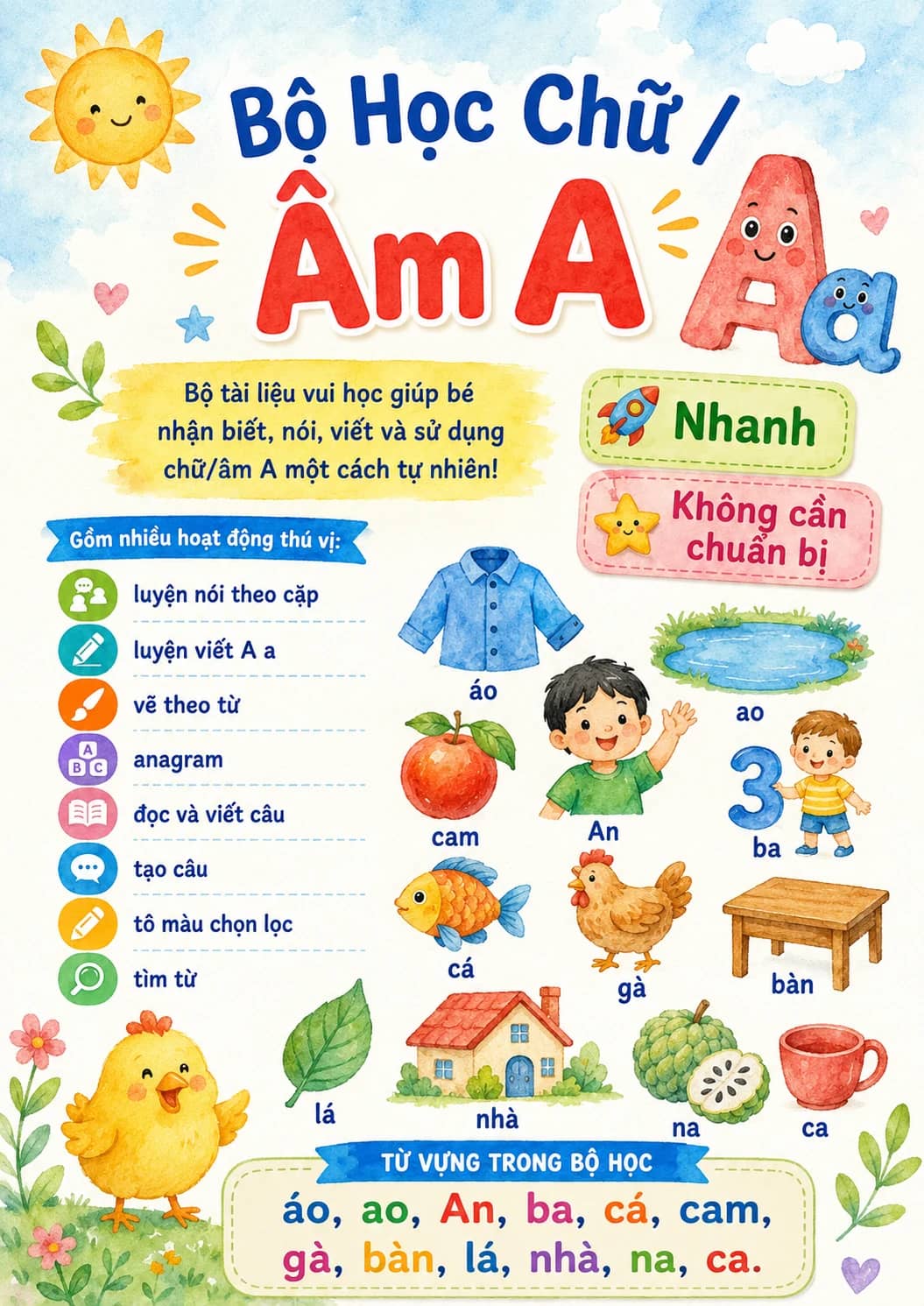 Vietnamese Letter A Phonics Worksheets Pack printable worksheet pack preview from KiwiBee