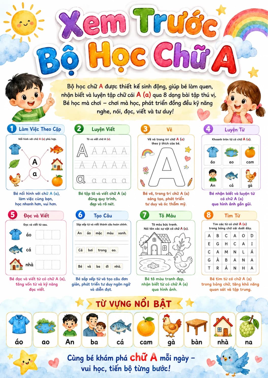 Vietnamese Letter A Phonics Worksheets Pack page 2 printable worksheet preview