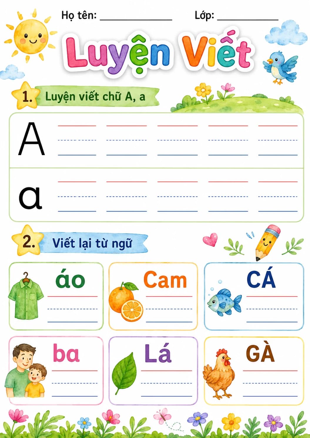 Vietnamese Letter A Phonics Worksheets Pack page 4 printable worksheet preview