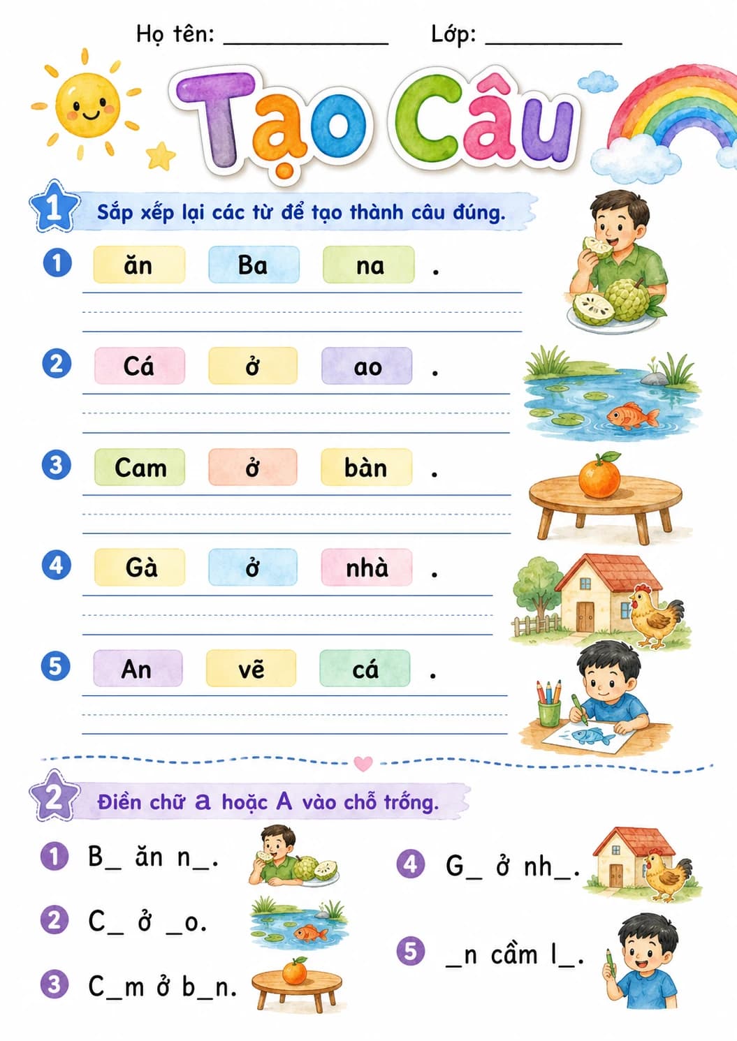 Vietnamese Letter A Phonics Worksheets Pack page 8 printable worksheet preview