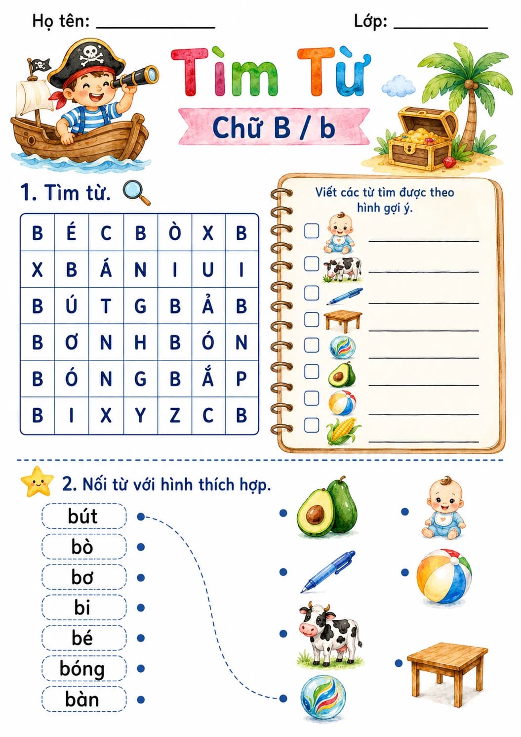 Vietnamese Letter B Phonics Worksheets Pack printable worksheet pack preview from KiwiBee
