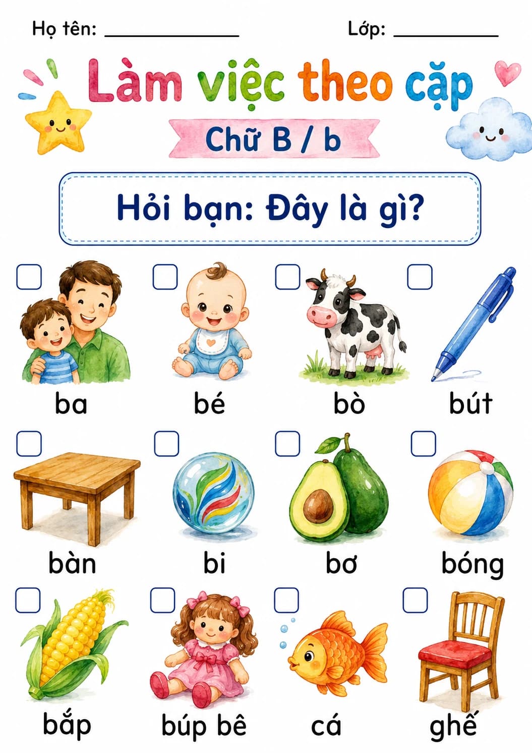 Vietnamese Letter B Phonics Worksheets Pack page 5 printable worksheet preview