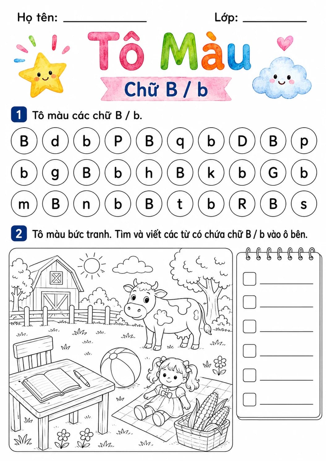 Vietnamese Letter B Phonics Worksheets Pack page 6 printable worksheet preview