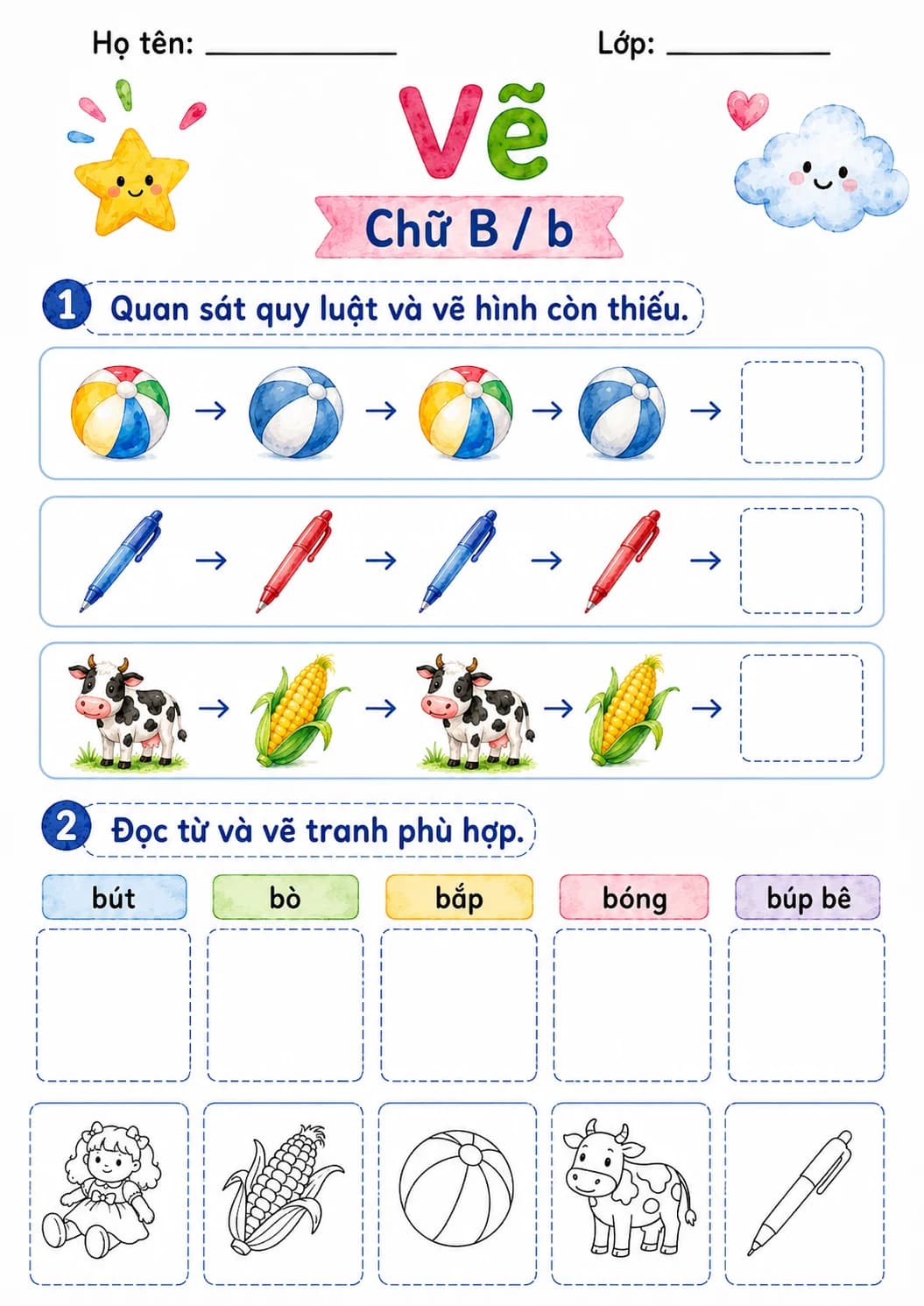 Vietnamese Letter B Phonics Worksheets Pack page 9 printable worksheet preview