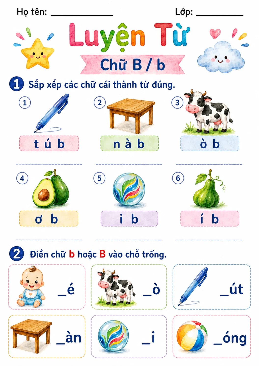 Vietnamese Letter B Phonics Worksheets Pack page 10 printable worksheet preview