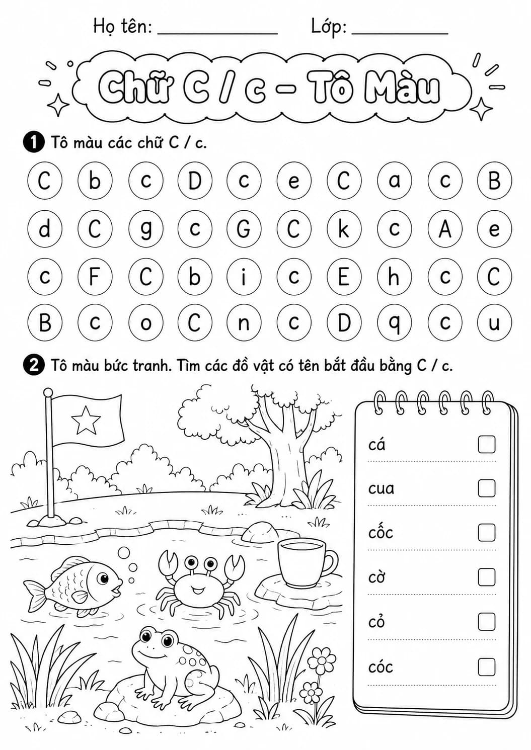 Vietnamese Letter C Phonics Worksheets Pack page 5 printable worksheet preview
