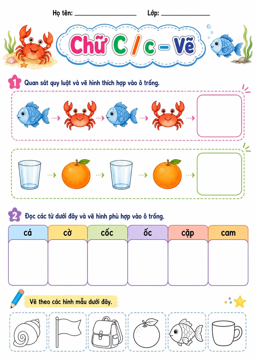 Vietnamese Letter C Phonics Worksheets Pack page 6 printable worksheet preview