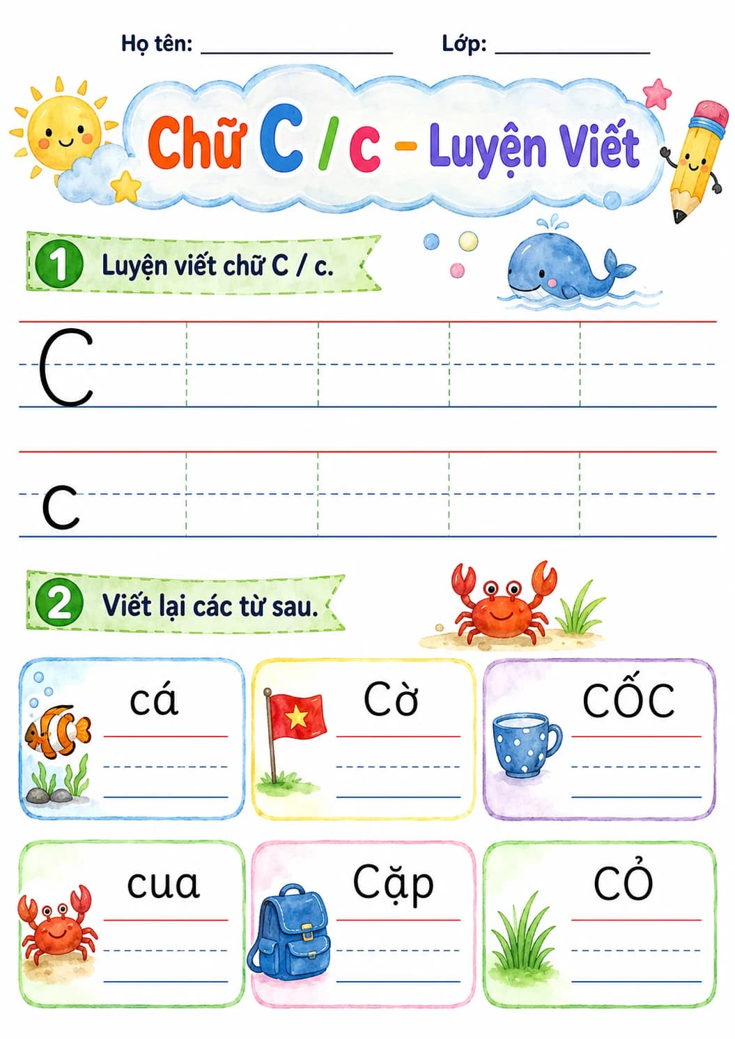 Vietnamese Letter C Phonics Worksheets Pack page 7 printable worksheet preview