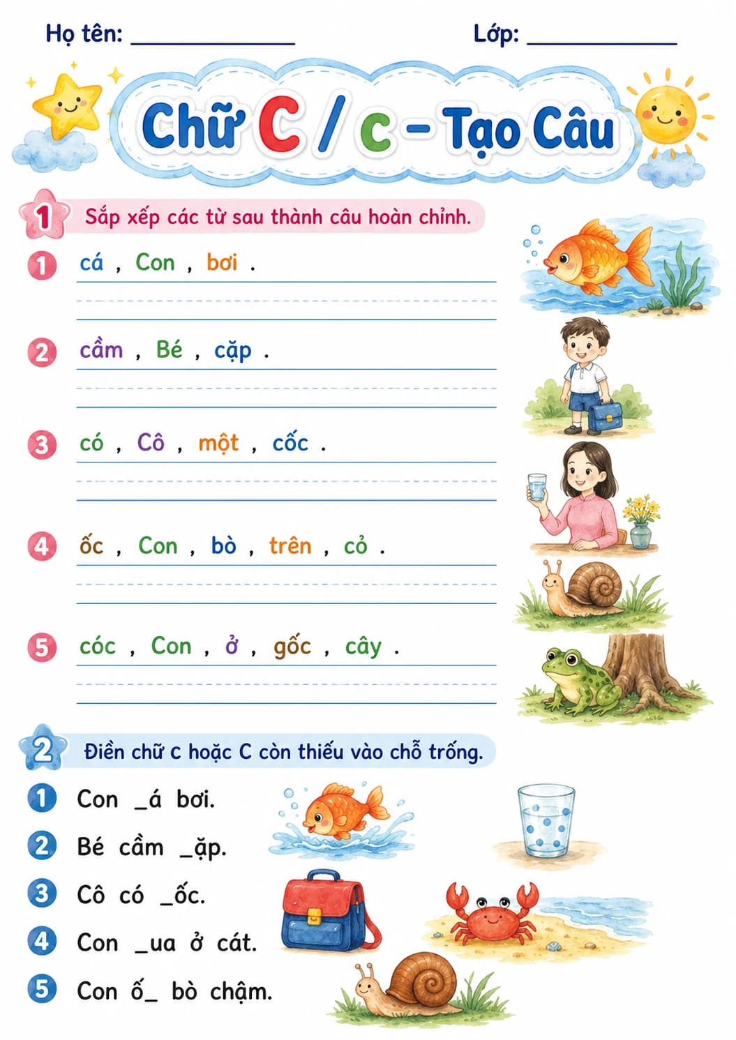 Vietnamese Letter C Phonics Worksheets Pack page 8 printable worksheet preview