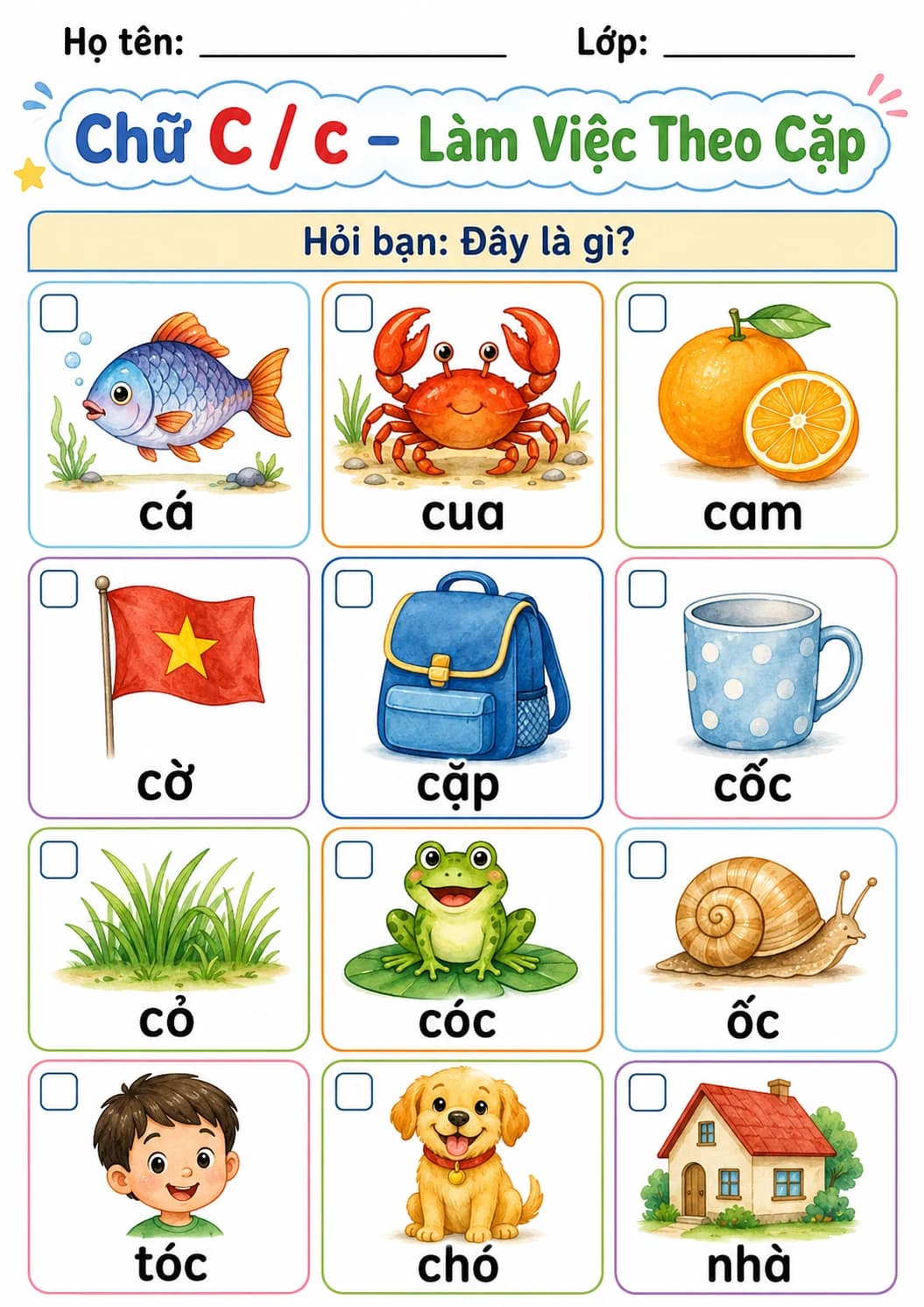 Vietnamese Letter C Phonics Worksheets Pack page 9 printable worksheet preview