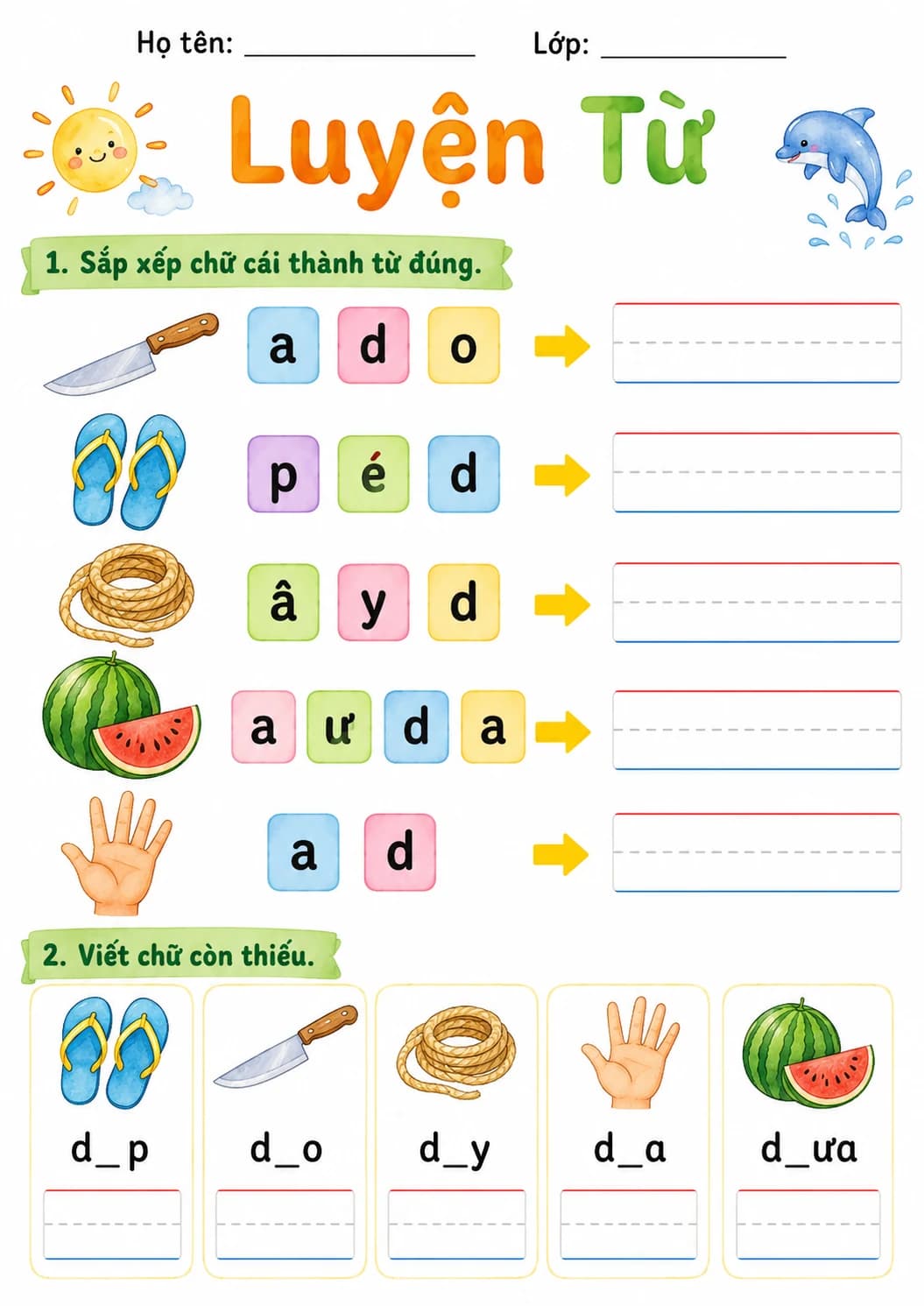 Vietnamese Letter D Phonics Worksheets Pack page 5 printable worksheet preview