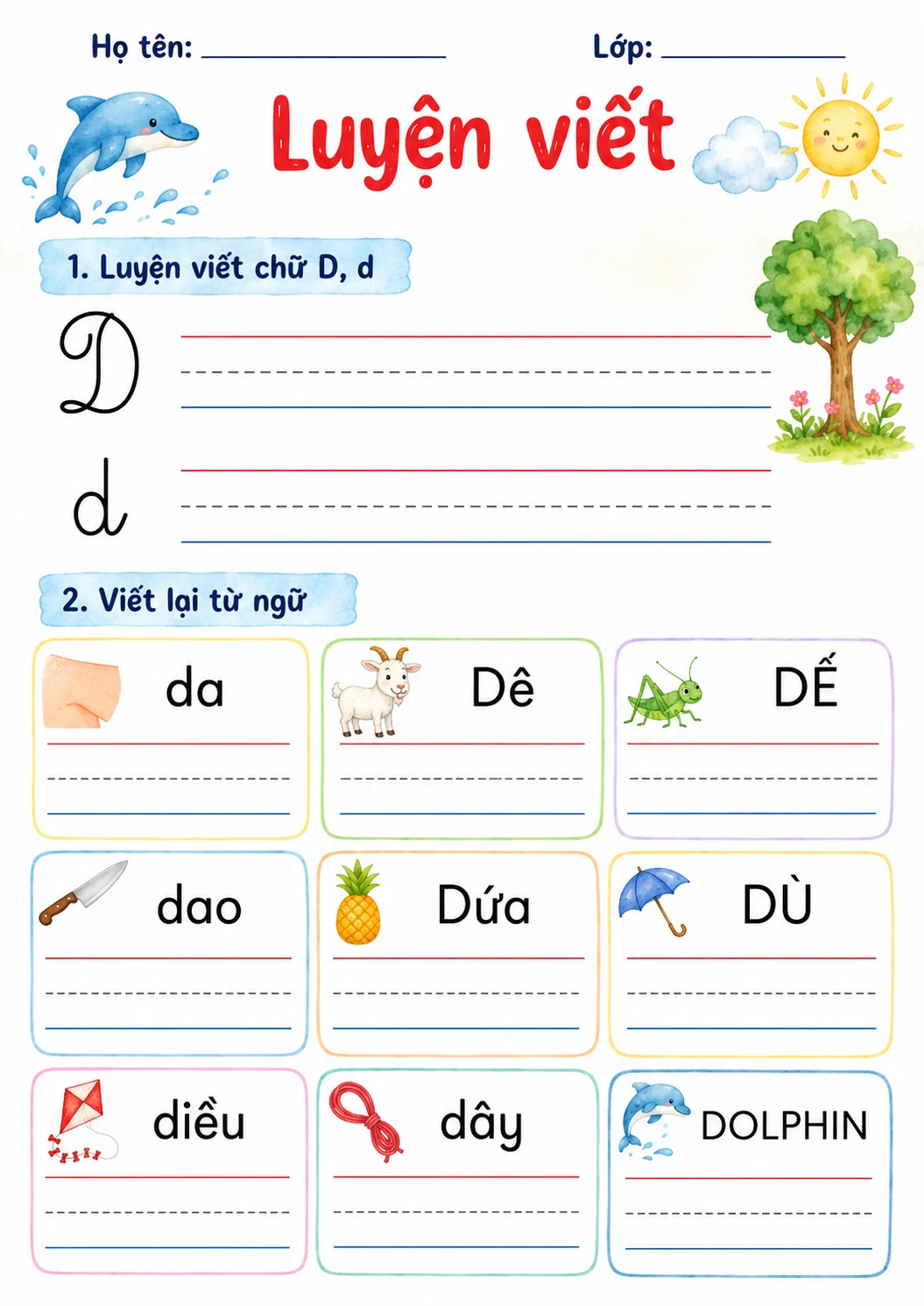 Vietnamese Letter D Phonics Worksheets Pack page 6 printable worksheet preview