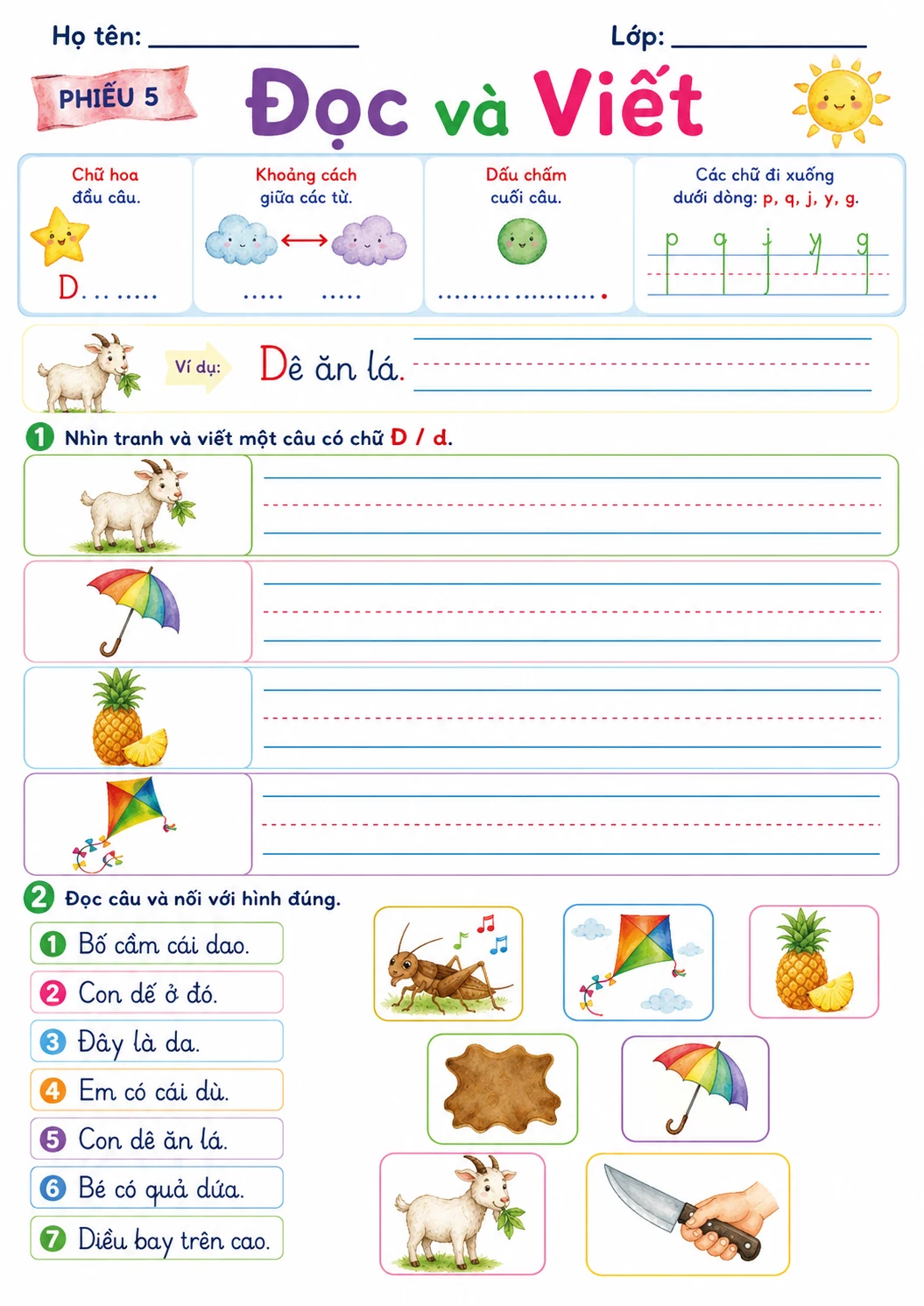 Vietnamese Letter D Phonics Worksheets Pack page 8 printable worksheet preview