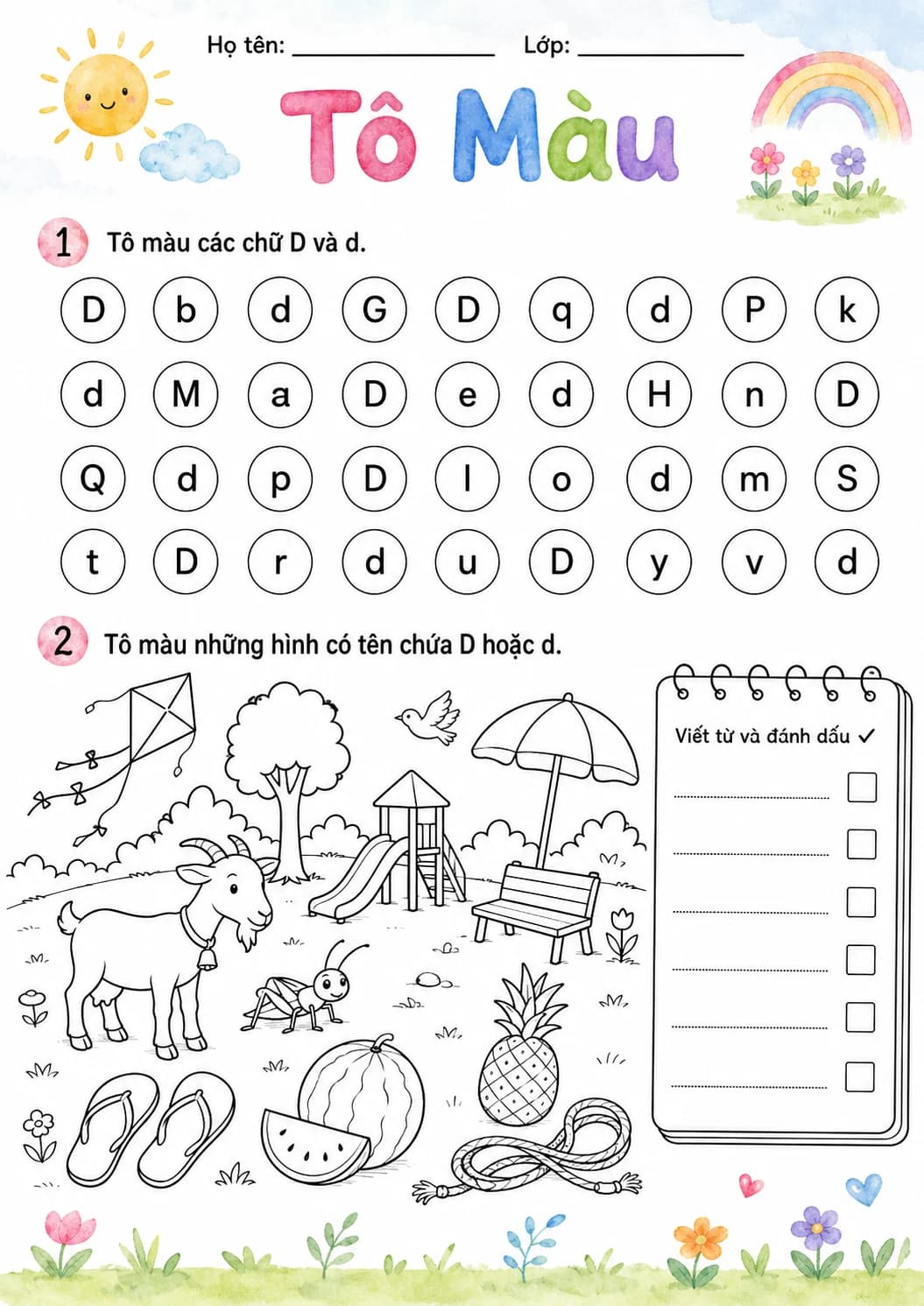 Vietnamese Letter D Phonics Worksheets Pack page 9 printable worksheet preview