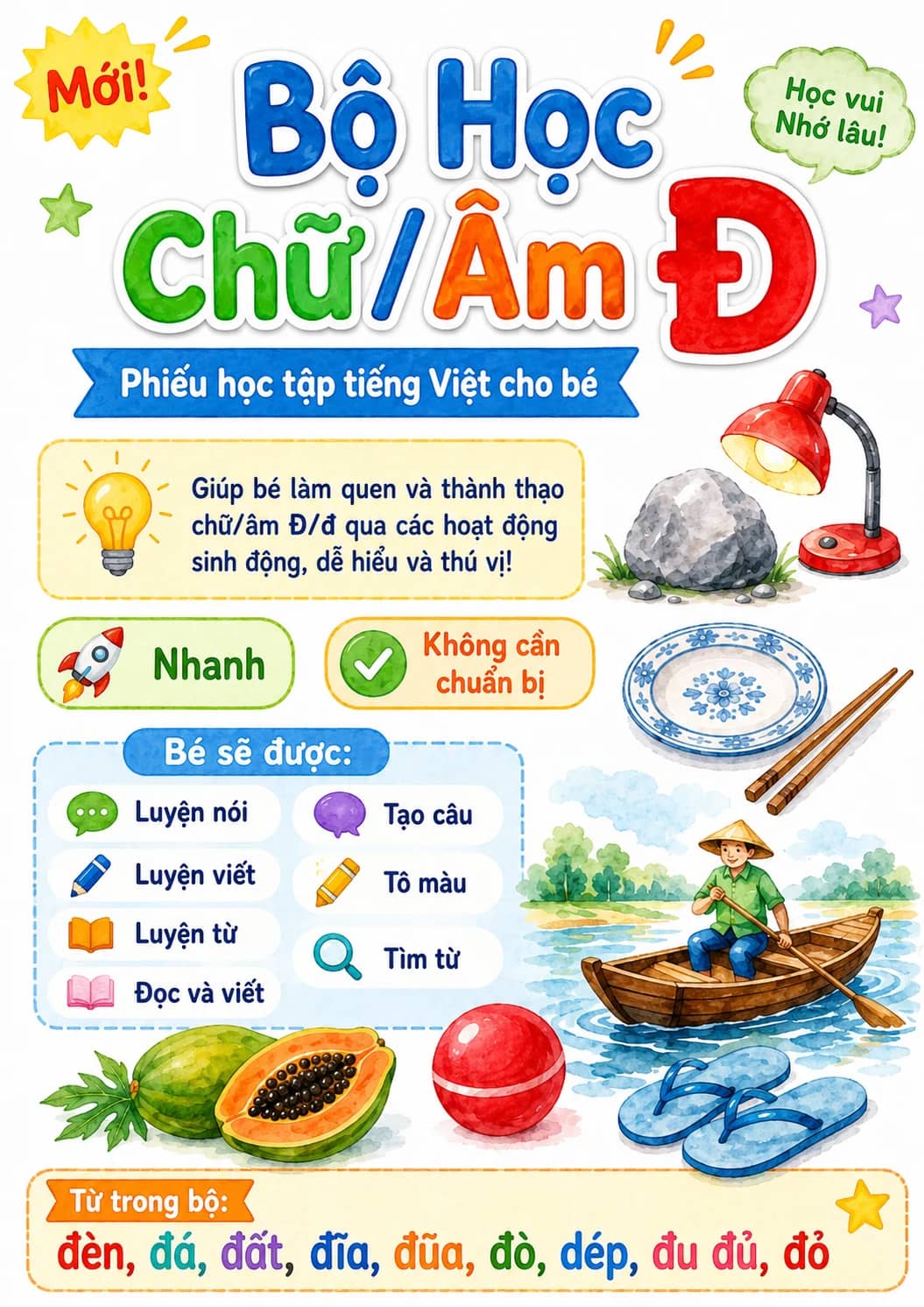 Vietnamese Letter D Stroke Phonics Worksheets Pack printable worksheet pack preview from KiwiBee