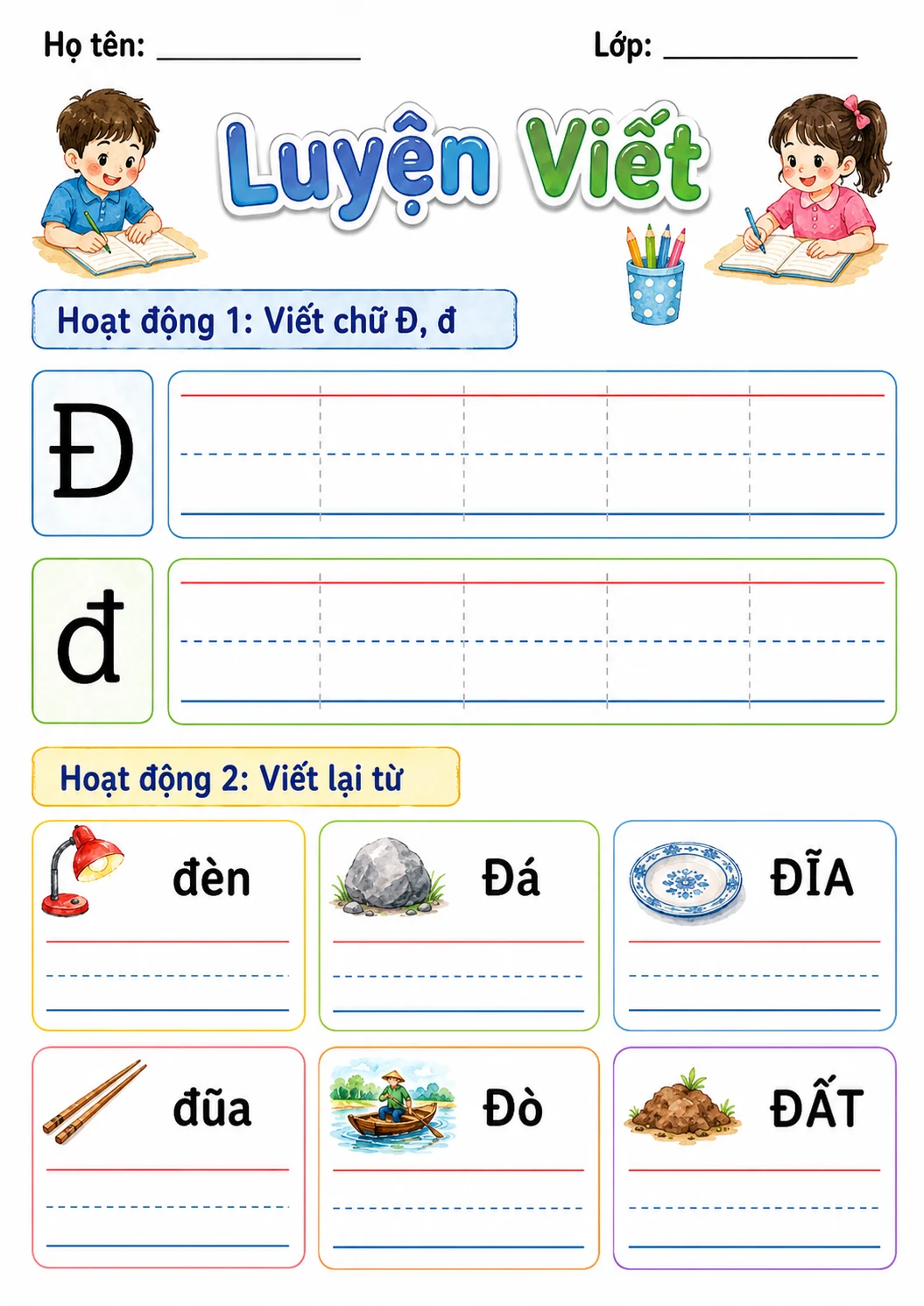 Vietnamese Letter D Stroke Phonics Worksheets Pack printable worksheet pack preview from KiwiBee