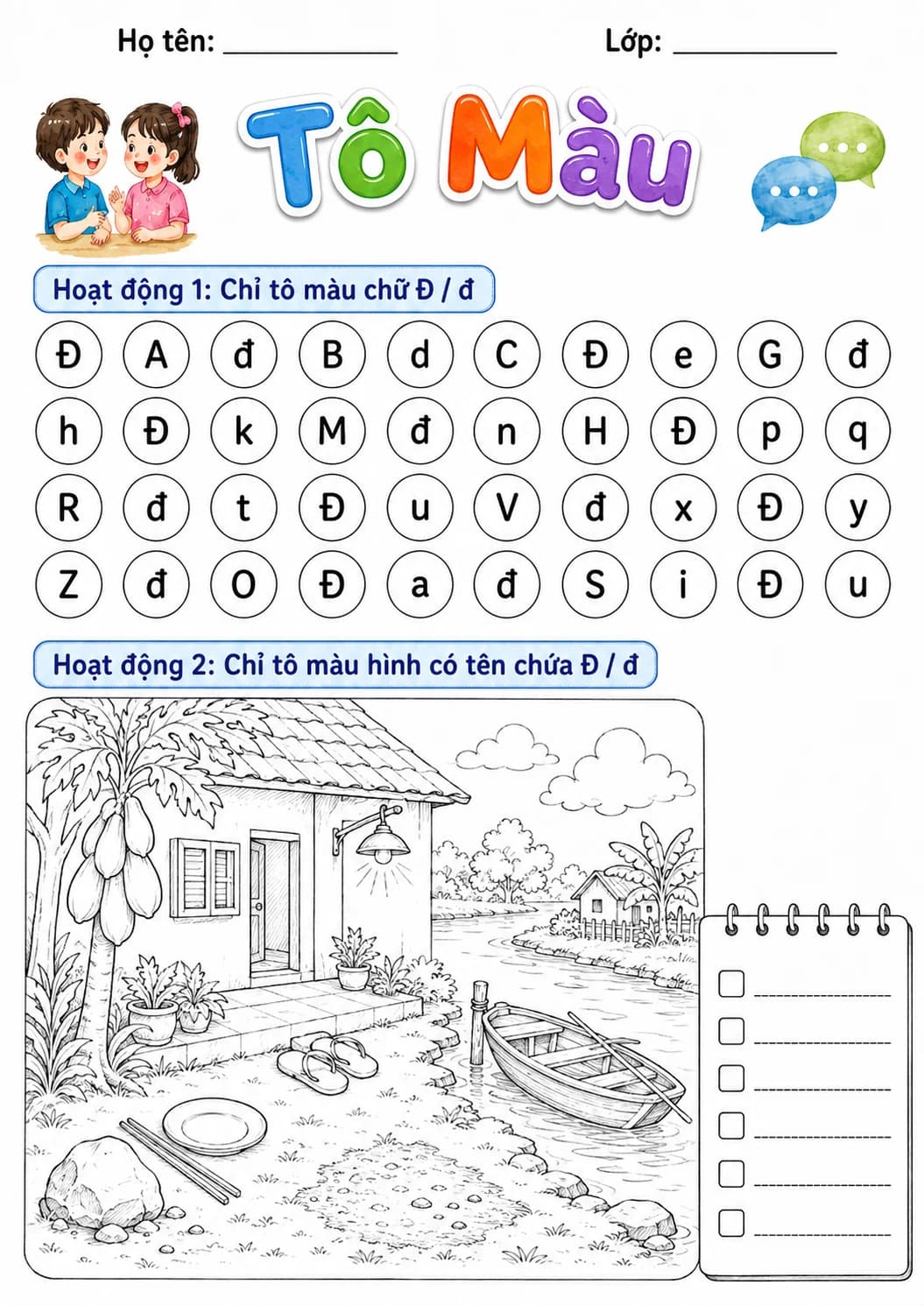 Vietnamese Letter D Stroke Phonics Worksheets Pack page 2 printable worksheet preview