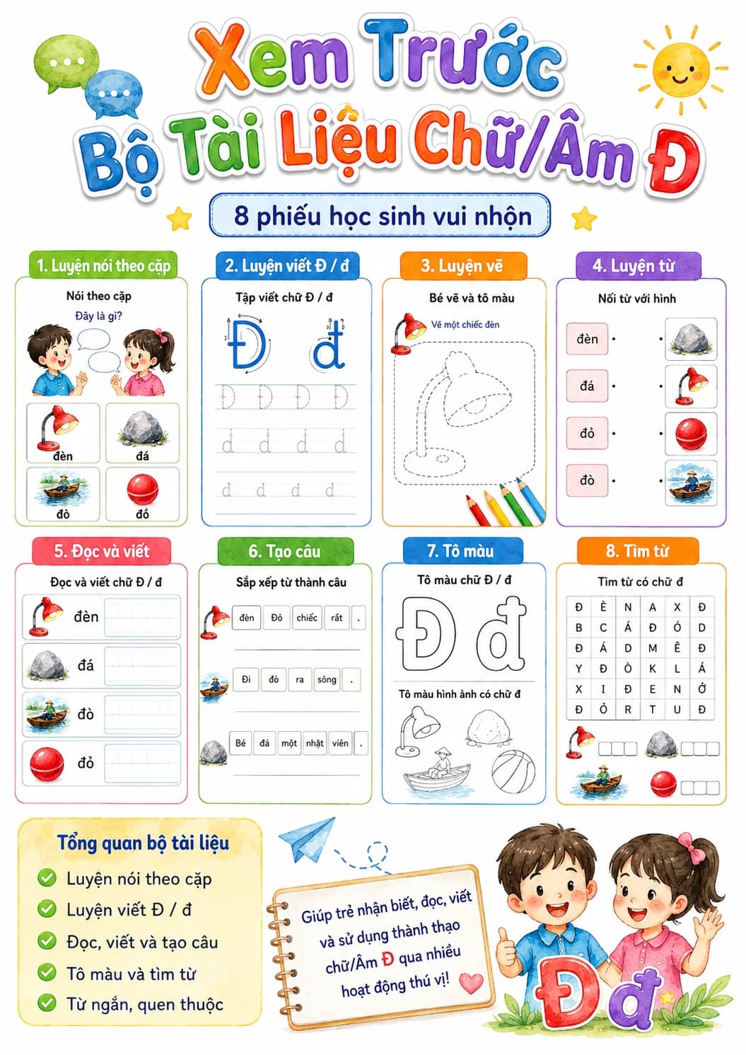 Vietnamese Letter D Stroke Phonics Worksheets Pack page 7 printable worksheet preview