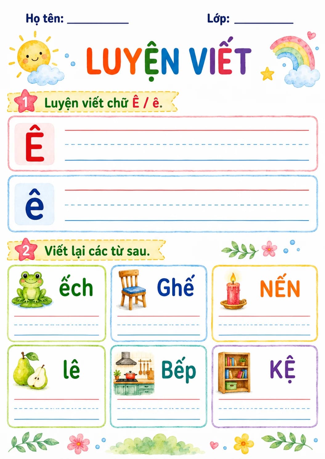 Vietnamese Letter E Circumflex Phonics Worksheets Pack page 3 printable worksheet preview