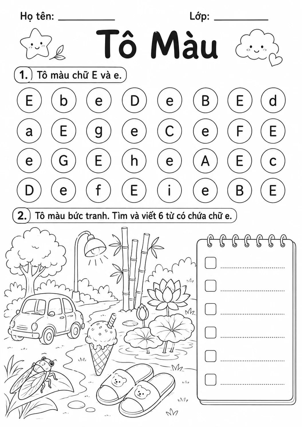 Vietnamese Letter E Phonics Worksheets Pack page 9 printable worksheet preview
