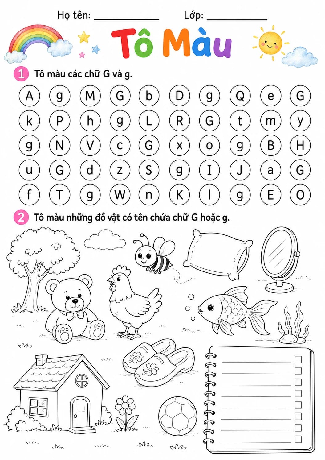Vietnamese Letter G Phonics Worksheets Pack page 5 printable worksheet preview