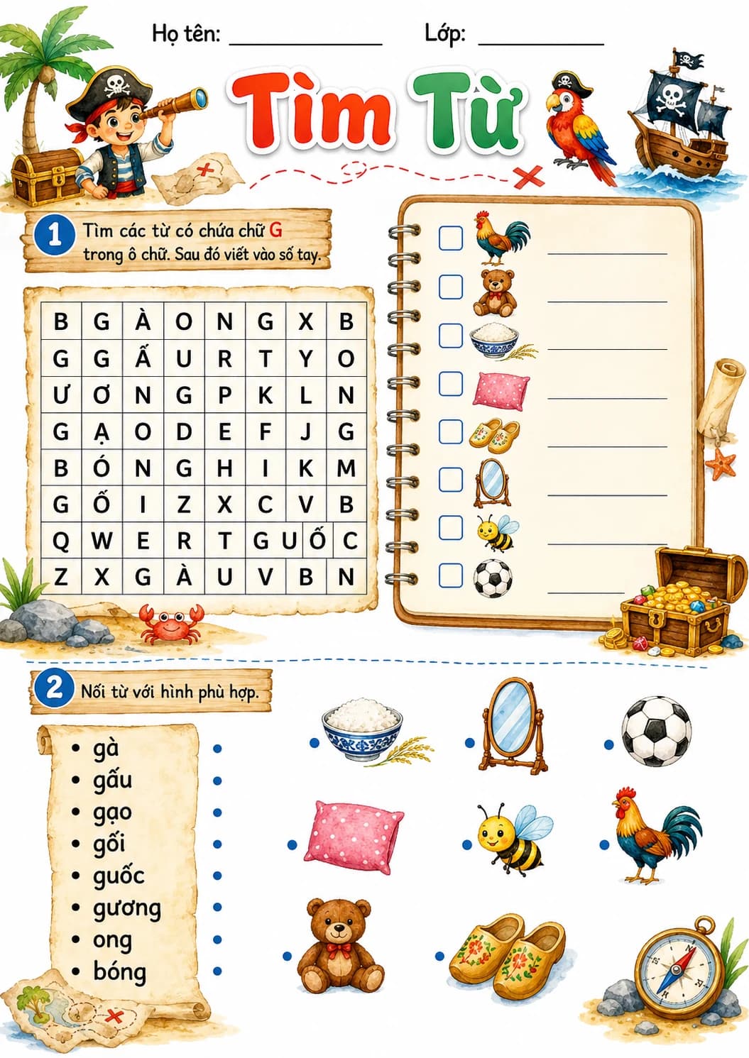 Vietnamese Letter G Phonics Worksheets Pack page 7 printable worksheet preview