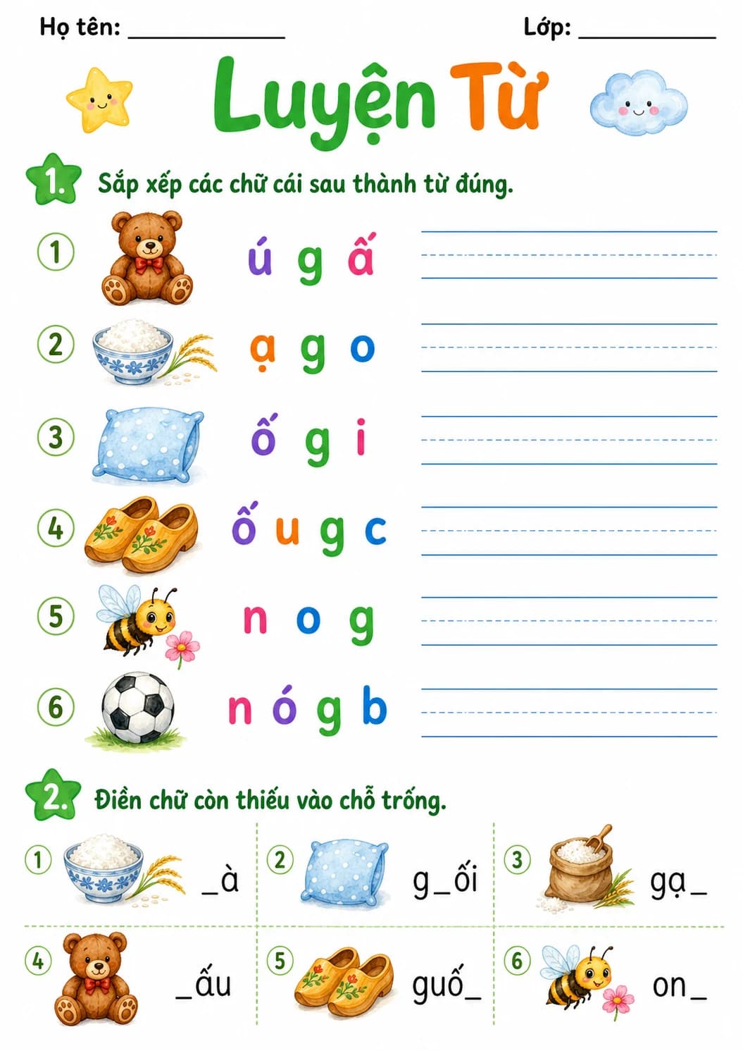 Vietnamese Letter G Phonics Worksheets Pack page 9 printable worksheet preview