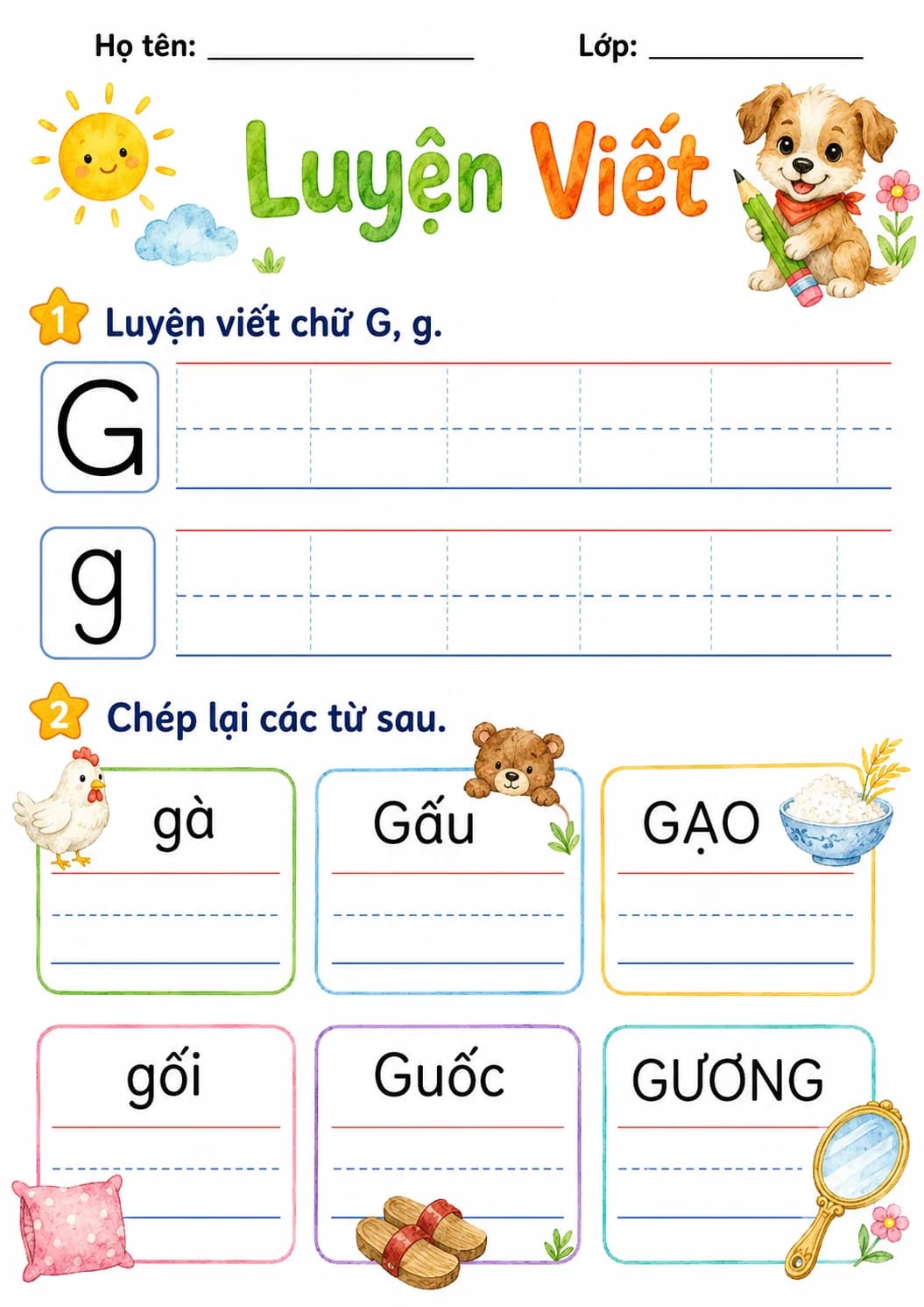 Vietnamese Letter G Phonics Worksheets Pack page 10 printable worksheet preview