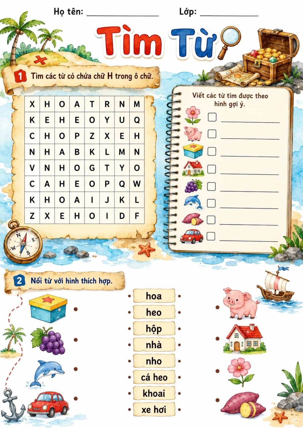 Vietnamese Letter H Phonics Worksheets Pack page 4 printable worksheet preview