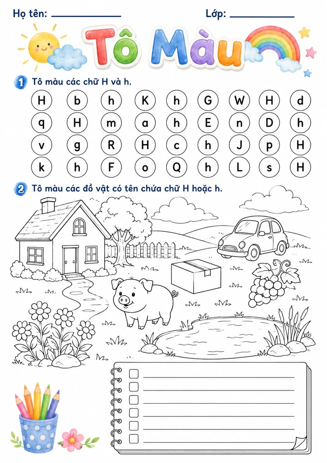 Vietnamese Letter H Phonics Worksheets Pack page 5 printable worksheet preview