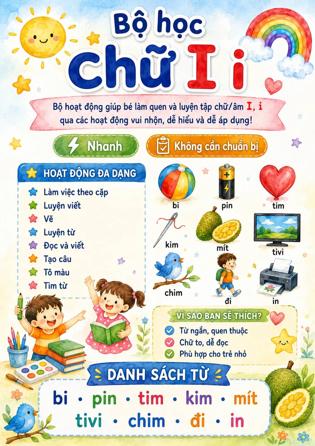 Vietnamese Letter I Phonics Worksheets Pack printable worksheet pack preview from KiwiBee
