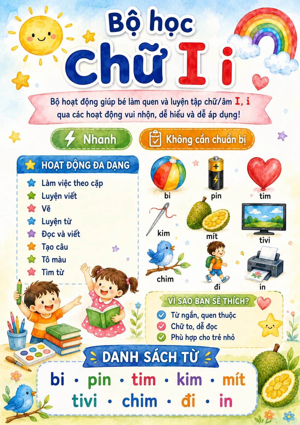 Vietnamese Letter I Phonics Worksheets Pack page 2 printable worksheet preview