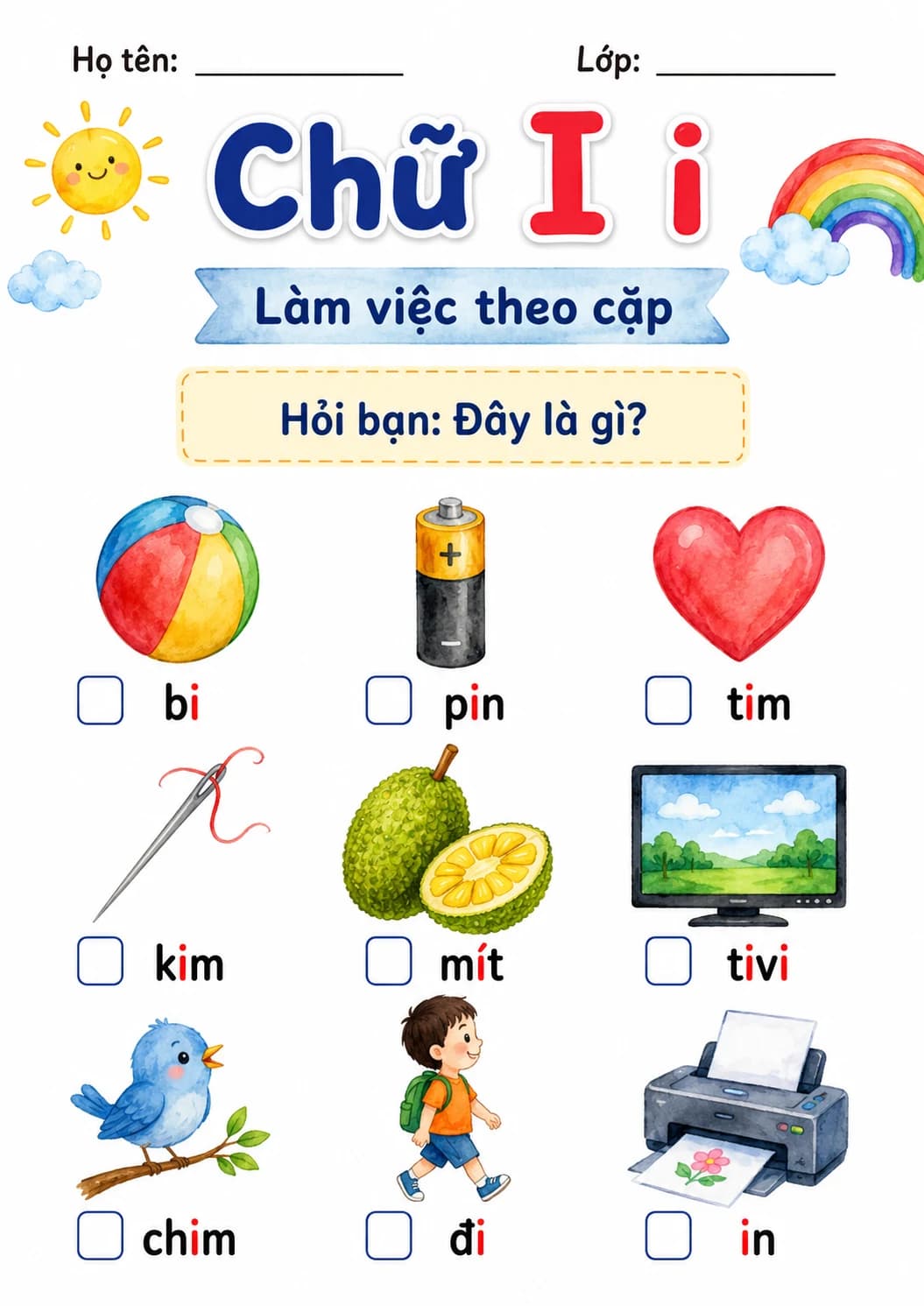 Vietnamese Letter I Phonics Worksheets Pack page 5 printable worksheet preview