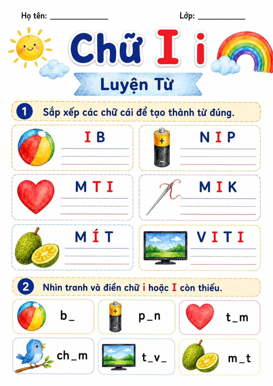 Vietnamese Letter I Phonics Worksheets Pack page 10 printable worksheet preview