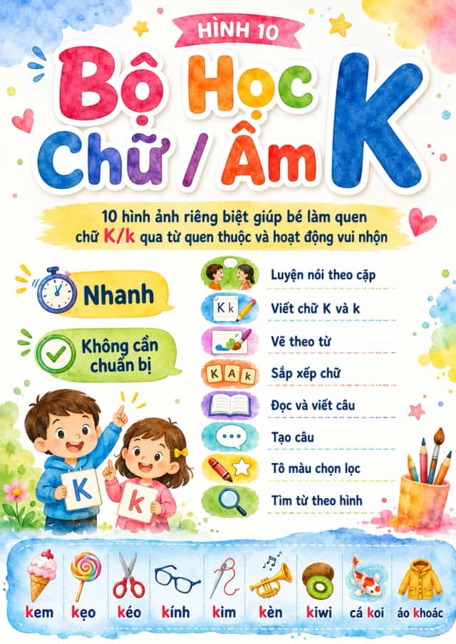 Vietnamese Letter K Phonics Worksheets Pack
