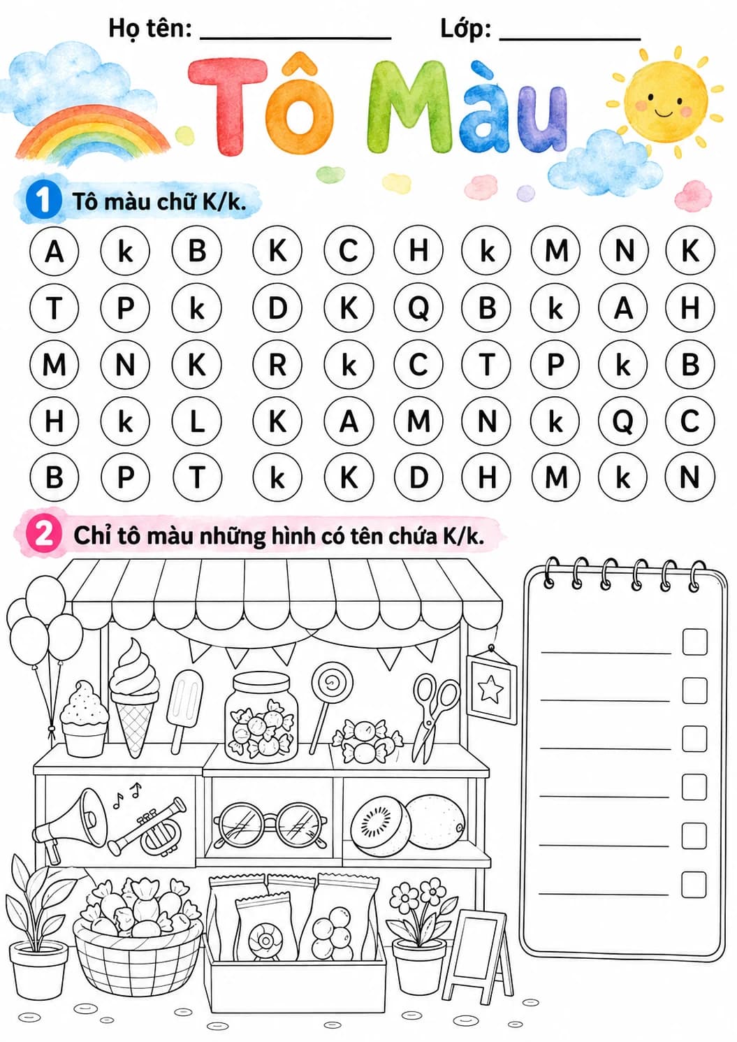 Vietnamese Letter K Phonics Worksheets Pack page 4 printable worksheet preview