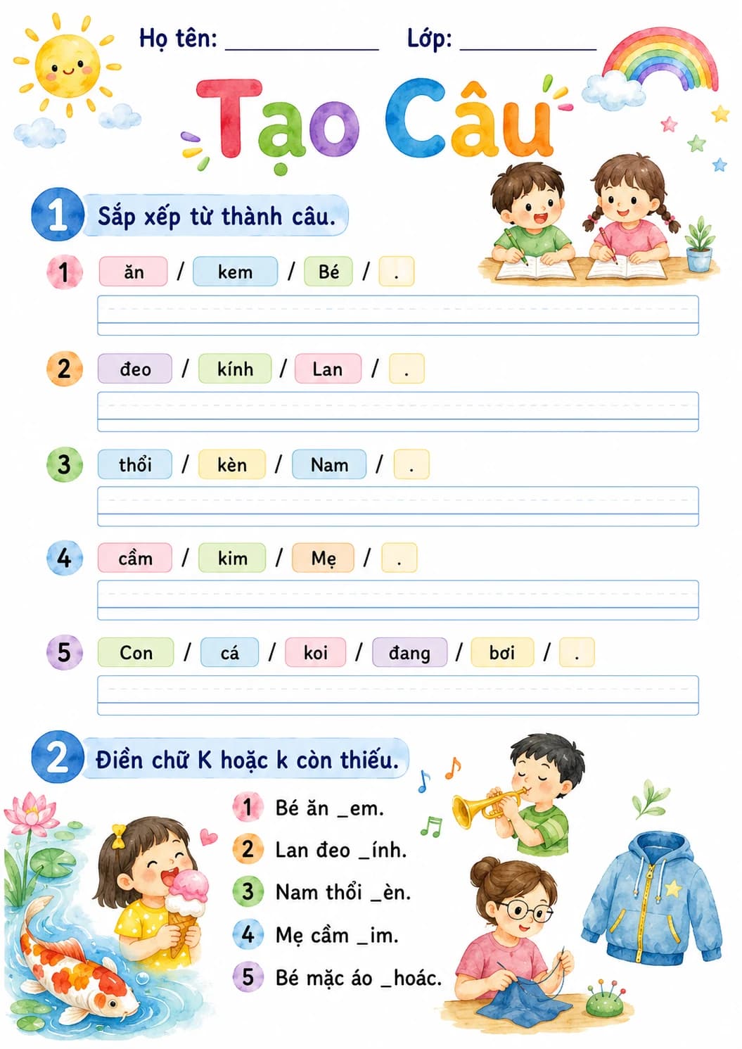 Vietnamese Letter K Phonics Worksheets Pack page 8 printable worksheet preview
