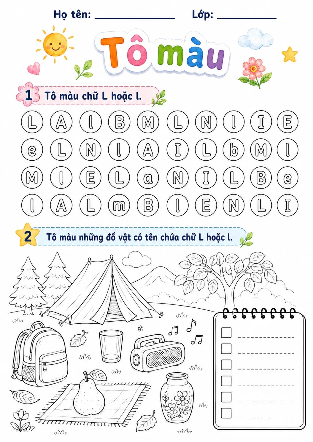 Vietnamese Letter L Phonics Worksheets Pack page 9 printable worksheet preview