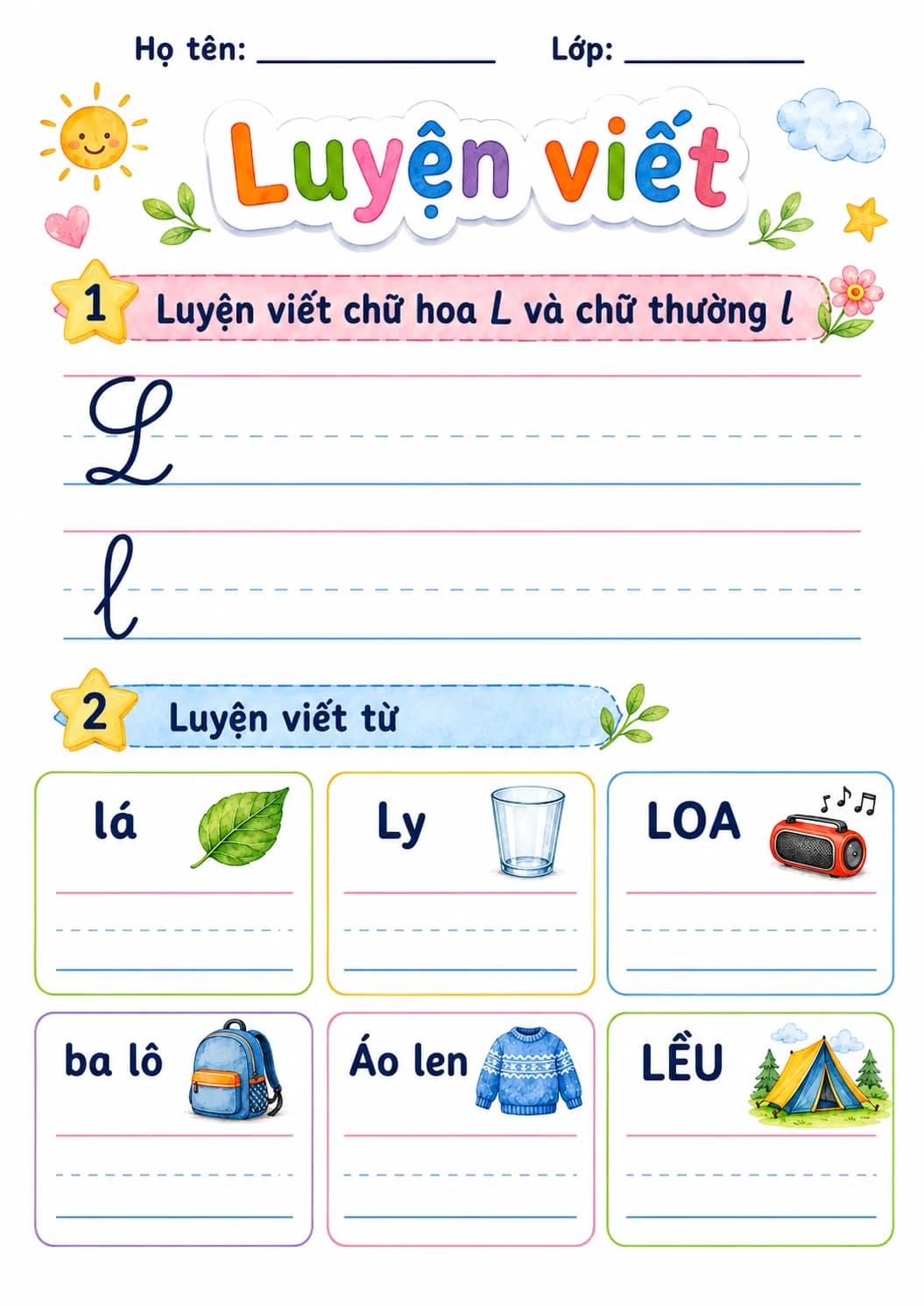 Vietnamese Letter L Phonics Worksheets Pack page 10 printable worksheet preview