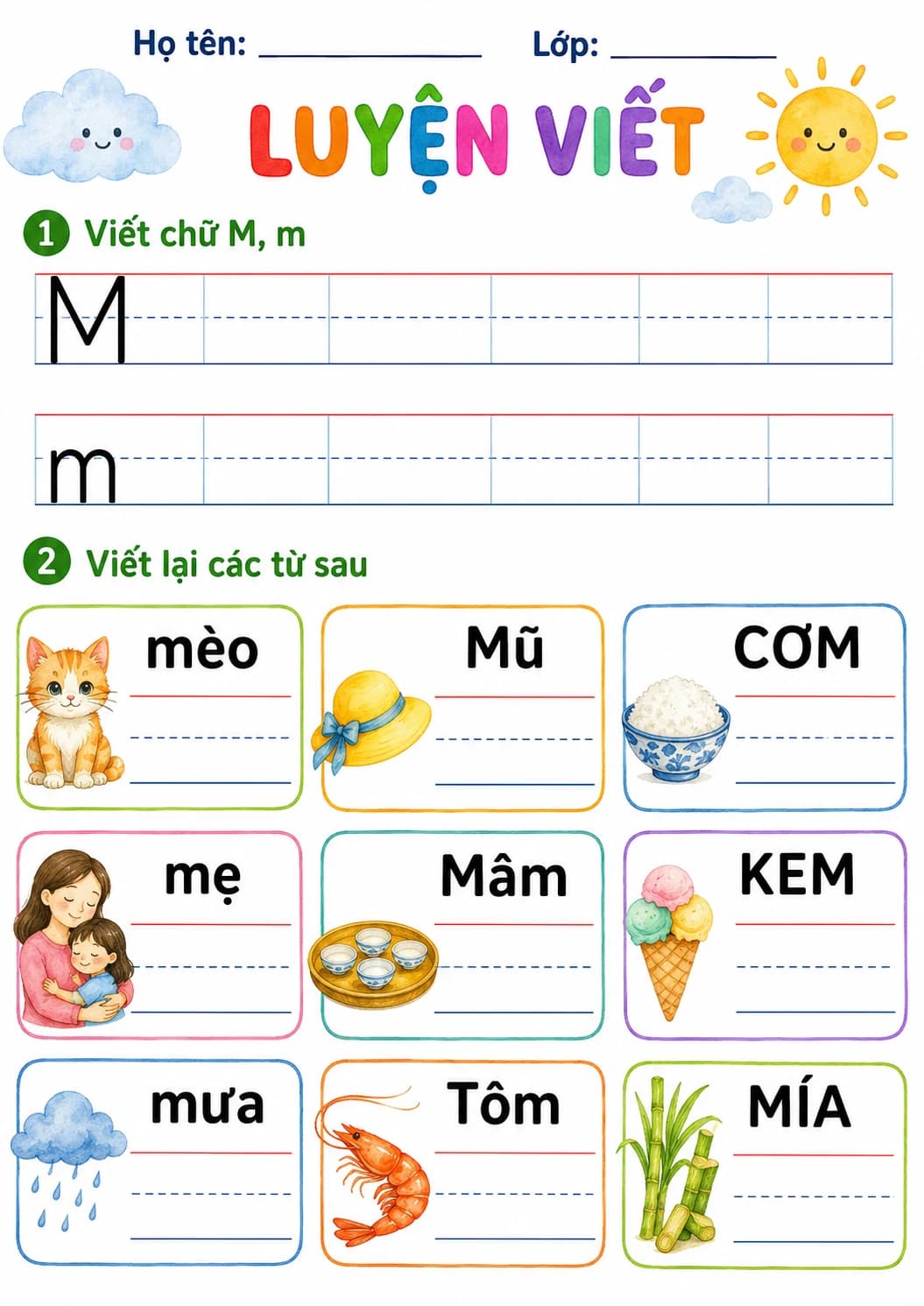 Vietnamese Letter M Phonics Worksheets Pack page 4 printable worksheet preview