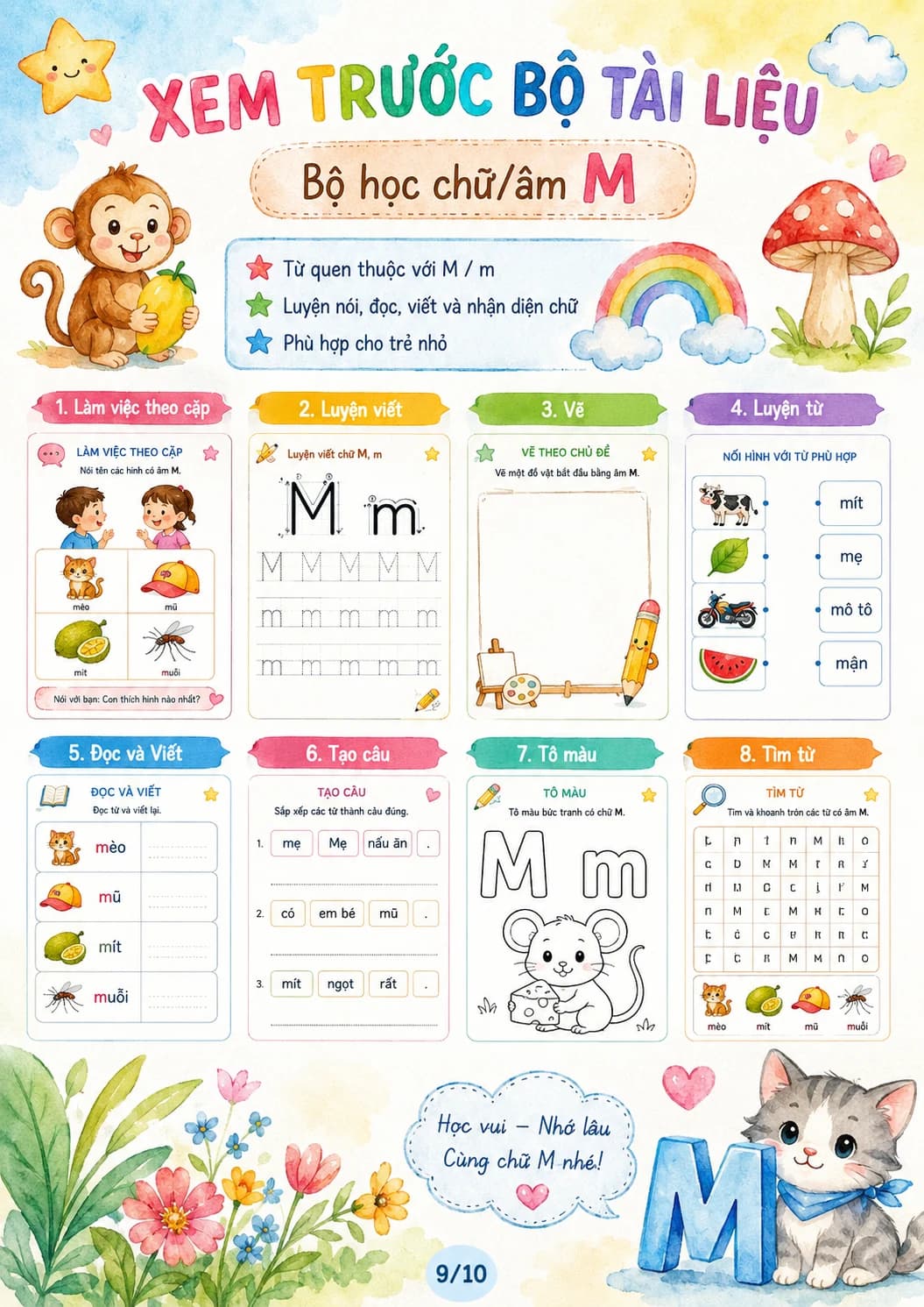 Vietnamese Letter M Phonics Worksheets Pack page 10 printable worksheet preview