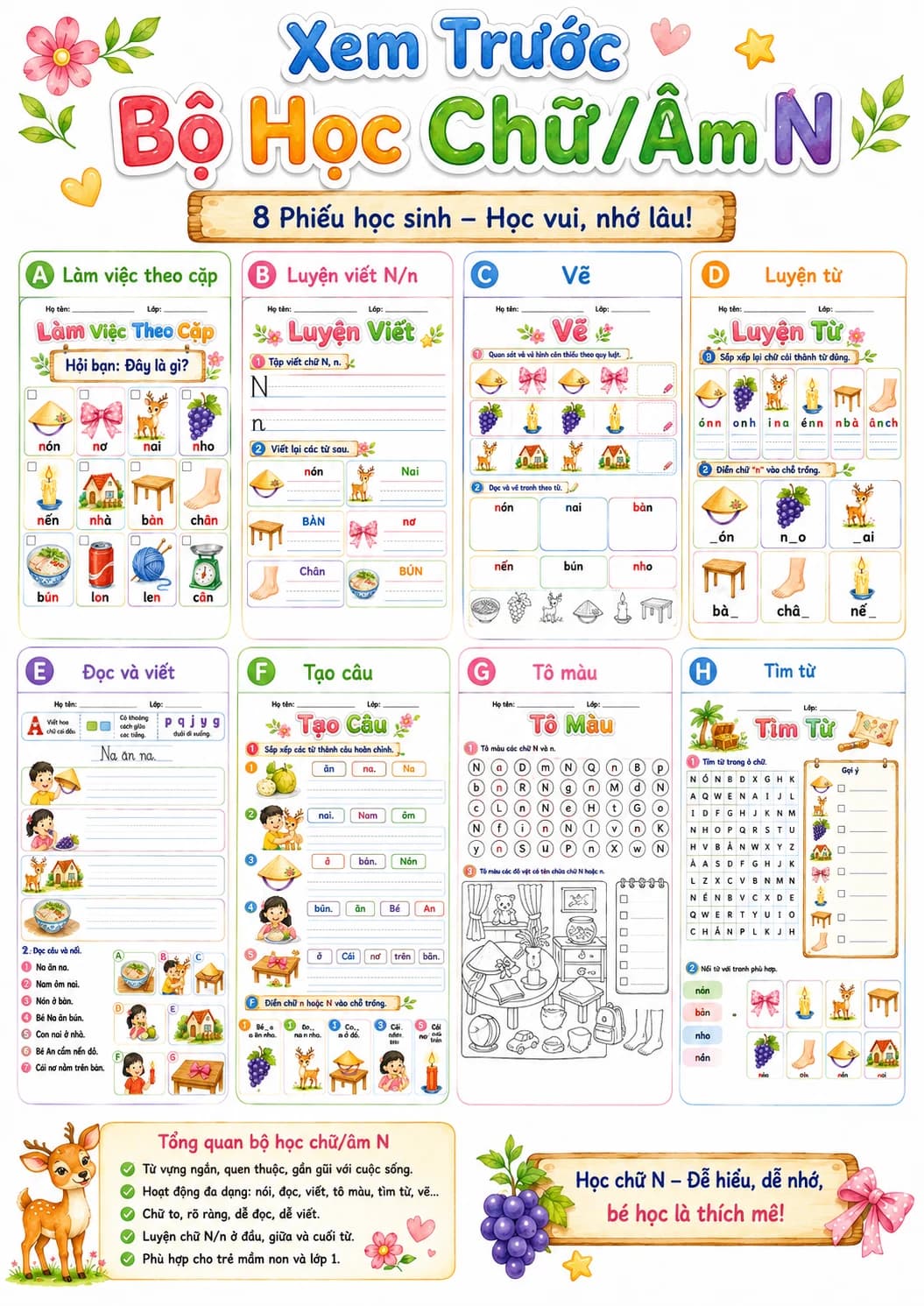 Vietnamese Letter N Phonics Worksheets Pack page 7 printable worksheet preview