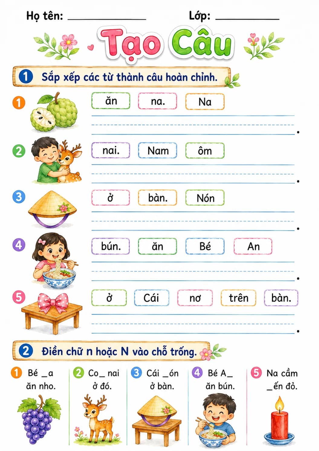 Vietnamese Letter N Phonics Worksheets Pack page 9 printable worksheet preview